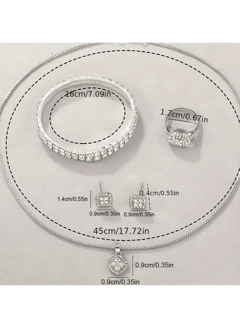 veya 6-Piece Luxury Women’s Jewelry & Watch Set (Quartz Watch, Necklace, Earrings, Ring, Bracelet & Accessories) With Rhinestone Accents - Image 3